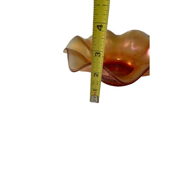 Vintage marigold fluted 7 inch floral depression glass bowl - Picture 6 of 6